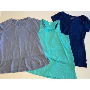 Como Blu, Bella + Canvas, Old Navy Women's Shirts Size L Blue Lot of 3
